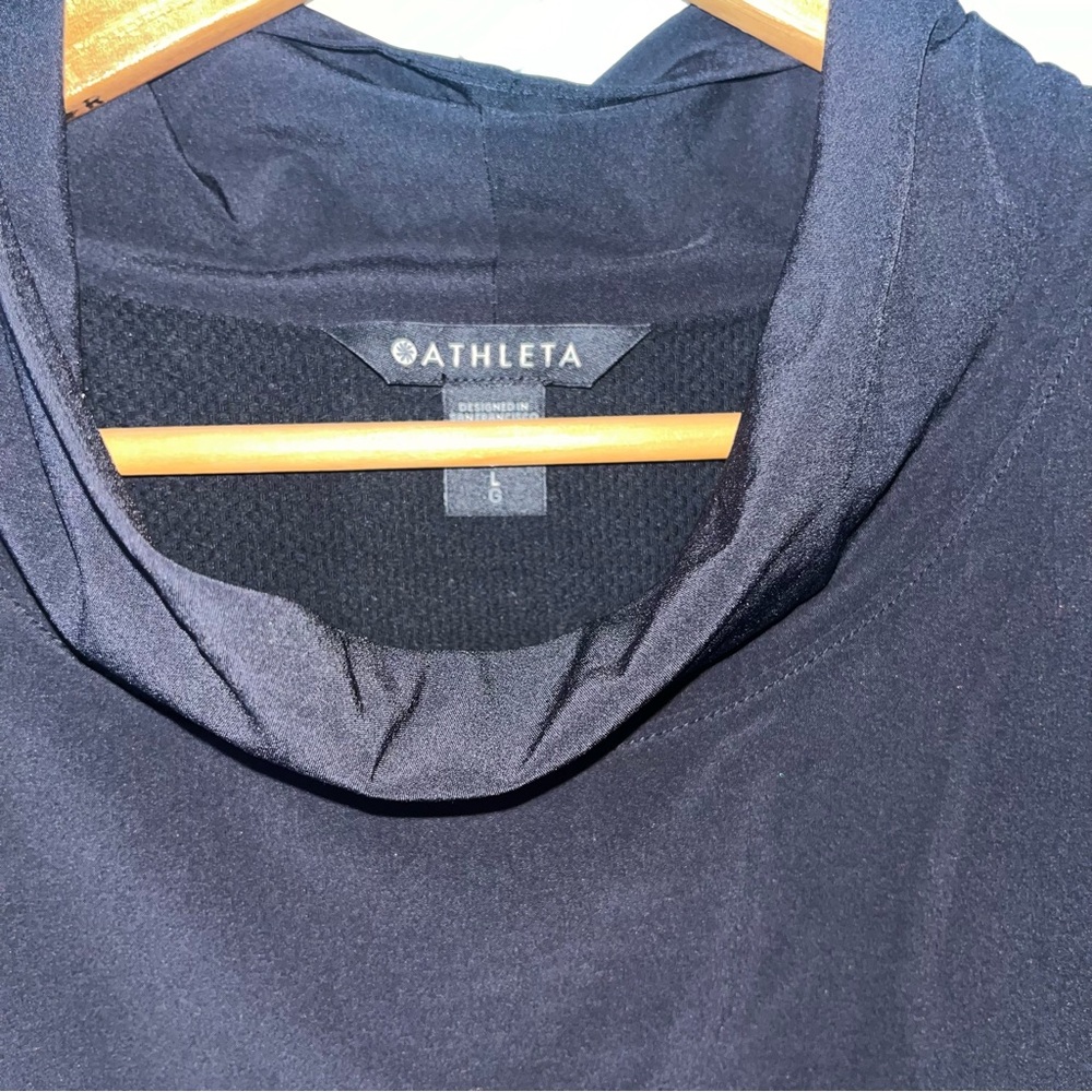 Athleta Whistler Hybrid Top Sz L Mock Neck Layered Long Sleeve Performance Black - Picture 6 of 11